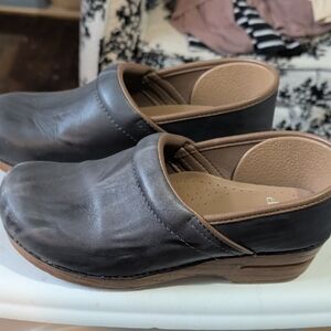 Dansko Black Leather Mules